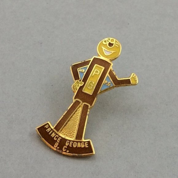 Vintage Prince George Mr PG BC Enamel Lapel Pin British Columbia Canada AS IS - Picture 11 of 13